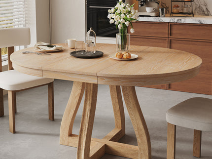 Round Extendable Dining Tabl, Middle Leaf, Curved Legs