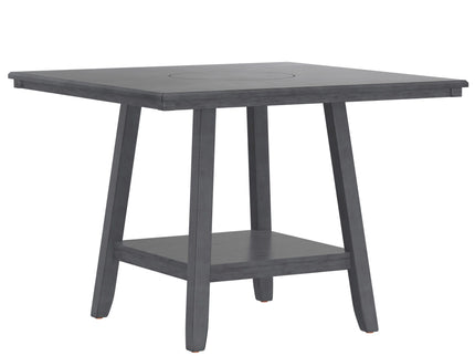 Counter Height Dining Table With Tapered Base And Lazy Susan - Gray