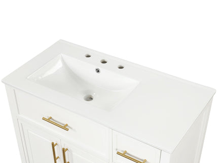 Modern Bathroom Vanity With Sink Top, 2 Doors And 3 Drawers