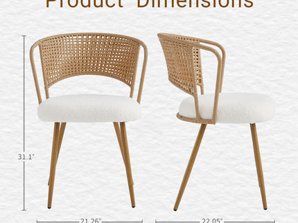 Dining Chairs With Wing Back Design For Kitchen (Set of 2) - Beige / Brown