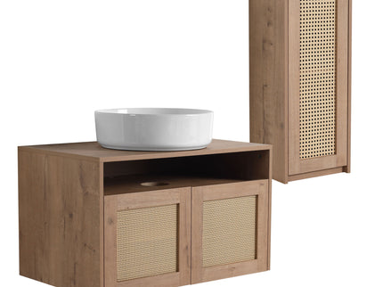 Bathroom Vanity With Art Sink And Side Cabinet, Float Mounting Design