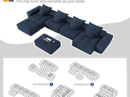 Modern Oversized Diy Combination Modular Sectional Sofa & Pillows