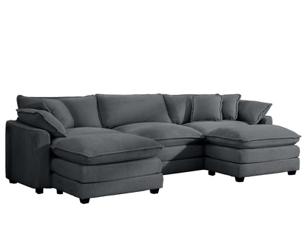 Modular Oversized Cushion Sofa With Ottoman, Low Back, Deep Seating Sofa Set