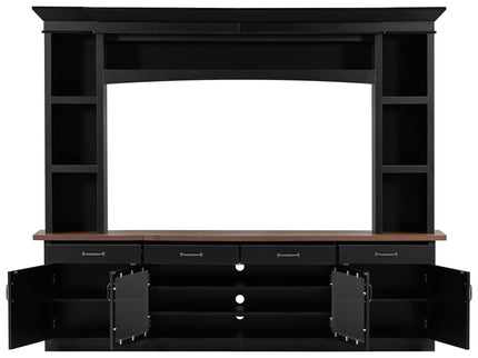 Extra Long TV Stand With 7 Color LED Lights, Adjustable Shelves & Storage Cabinets