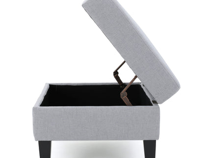 Storage Ottoman With Birch Wood Legs And Cushioned Top For Comfort