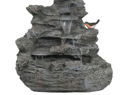 Concrete Rock Waterfall Fountain With LED Lights, Outdoor Garden Decor