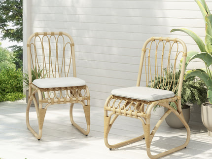 Outdoor Wicker Dining Chairs With Washable Cushion (Set of 2)