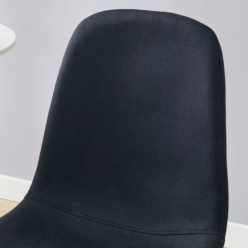 Luxury Simple Chair (Set of 4) Linen Cotton High Resilience Dining Chair With Metal Color Leg - Black / Walnut