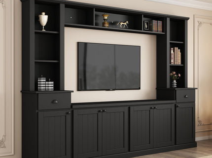 Minimalist Entertainment Wall Unit Set With Bridge For TVs Up To 75"