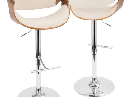 Curvo - Mid Century Modern Adjustable Barstool With Swivel With Straight T Footrest