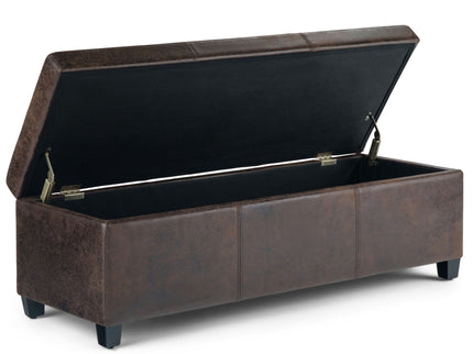 Avalon - Storage Ottoman Bench - Distressed Brown