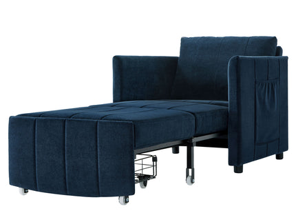 Upholstered Convertible Sleeper Sofa With 5 Position Backrest, Side Pockets, Storage