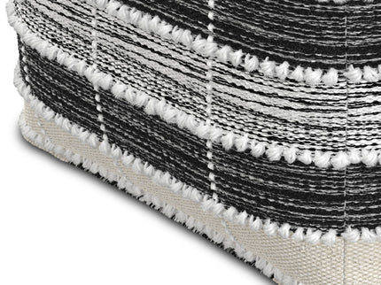 Barley - Square Pouf - White / Beige / Black