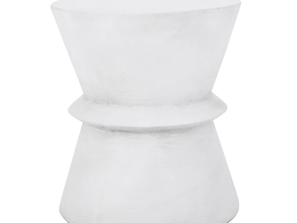 Outdoor Lightweight Concrete End Table With Hourglass Structure - Antique White