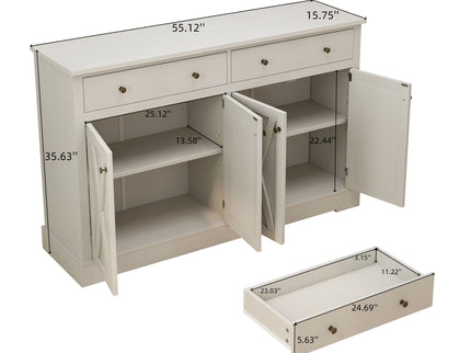 Vintage Sideboard With 2 Drawers And Four Doors For Living Room