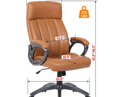 Executive Office Chair, Height Adjustable, Swivel With Padded Armrest & 5 Point Base - Antique Brown
