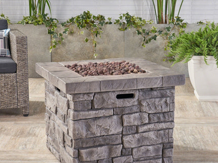 Outdoor Square Propane Fire Pit 40, 000 Btu - Gray