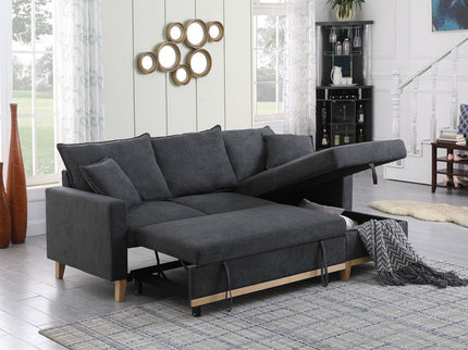 Colton - Reversible Sleeper Sectional Sofa With Storage Chaise - Dark Gray