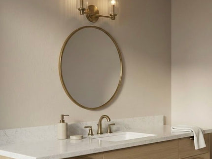 Regal - Double Light Vanity With Clear Ribbed Satin - Antique Brass / Clear