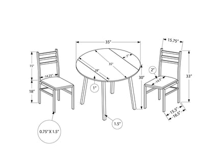 3 Pieces Dining Table Set, Small, Drop Leaf, Contemporary & Modern