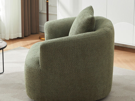 360° Swivel Barrel Sofa Chair With Throw Pillow, Upholstered Accent Chair