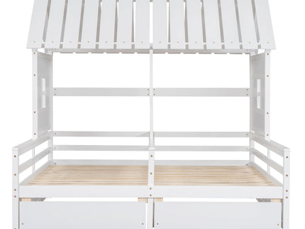 House Platform Beds With 2 Drawers, Side By Side Design