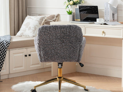 Office Chair, Artificial Rabbit Hair Home Office Chair With Metal Base, Adjustable Desk Chair Swivel Office Chair, Vanity Chair