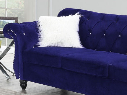 Upholstered Sofa Set With Crystal Tufted Seat And Nailhead Trim, 2 Piece Living Room Furniture - Indigo