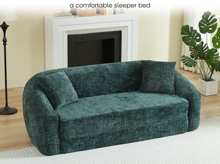 Curved Convertible Sofa, 2 In 1 Fold Out Bed With Pull Out Base And Deep Seat