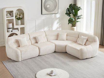 Luxury Curved Corner Sectional Sofa With 4 Pillows