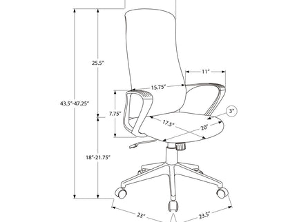 Office Chair With Adjustable Height, Armrests, Swivel - Black