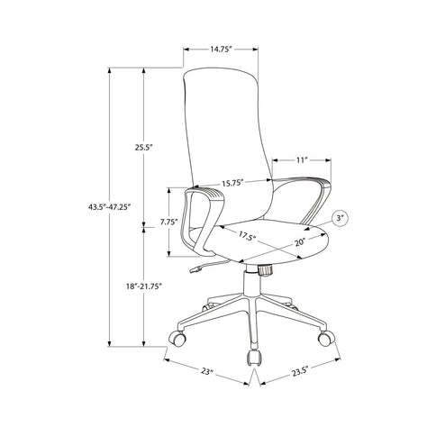 Office Chair With Adjustable Height, Armrests, Swivel - Black