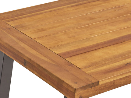 Della - Modern Industrial Dining Table With Acacia Wood Top - Teak