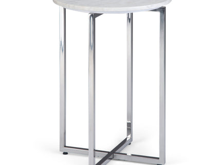 Marsden - Side Table With Polished Base - White / Silver