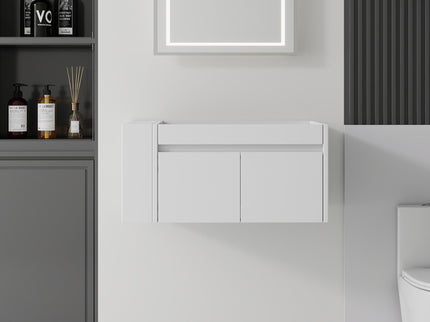36" Floating Bathroom Vanity Cabinet, With Soft Close Double Doors, Wall Mounted, Cabinet Only - White