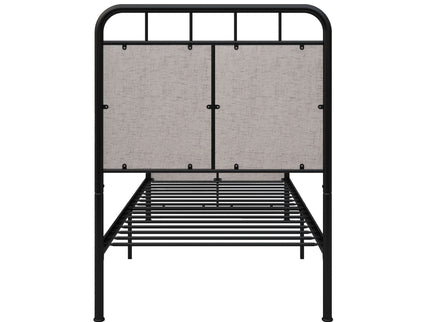 Twin Size Linen Upholstered Platform Metal Bed Frame With Fabric Headboard And Footboard - Brown