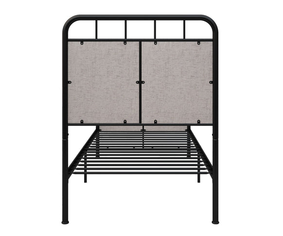 Twin Size Linen Upholstered Platform Metal Bed Frame With Fabric Headboard And Footboard - Brown