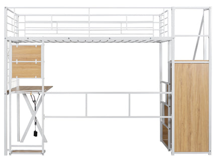Loft Bed With Built In Work Station, Wardrobe, Storage Staircase And LED