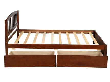 Platform Storage Bed Wood Bed Frame With Two Drawers And Headboard