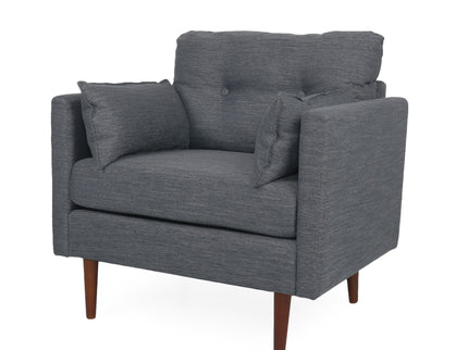 Enchantica - Upholstered Fabric Club Chair With Button Tufted And 2 Accent Pillows