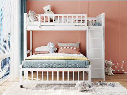 Bunk Bed With 6 Drawers And Flexible Shelves, Bottom Bed With Wheels