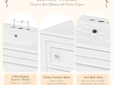 Bathroom Vanity With Medicine Cabinet, Storage Cabinet With 4 Drawers, Adjustable Shelf Mirror