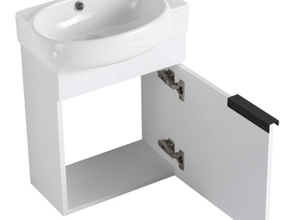 Wall Mounted Bathroom Vanity With Sink And Storage Rack, Soft Close Doors