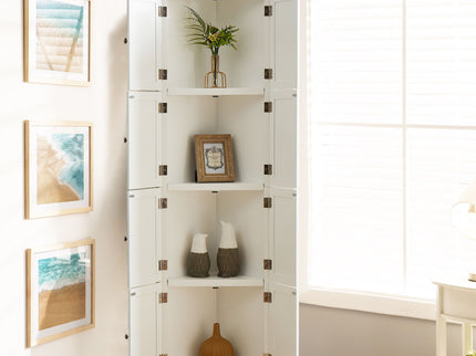 Tall Storage Cabinet With Doors And 4 Shelves For Living Room, Kitchen, Office, Bedroom, Bathroom, Modern