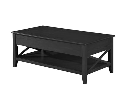 Decatur - Farmhouse Lift Top Coffee Table With Storage - Black / Ash