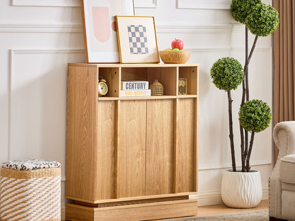 Fluted Sideboard Buffet Cabinet With 2 Doors And Adjustable Shelf, Storage Cabinet For Entryway