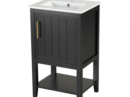 Modern Bathroom Vanity With Sink, Soft-Closing Door And Open Shelf