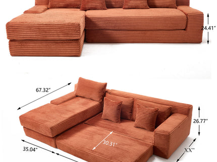 Modern L - Shaped Sectional Couch With Memory Foam