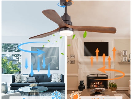 52" Ceiling Fan With LED Light, 3 Adjustable Color Temperatures, Reversible DC Motor For Living Room & Bedroom - Coffee