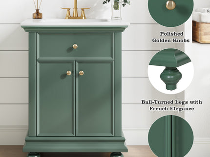 Modern Bathroom Vanity With Tip-Out Drawer And Soft-Close Hinges